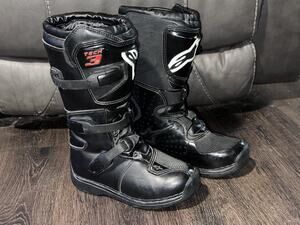 Alpinestars Youth Tech 3s Kids Motocross Dirt Bike Boots Kids Size 4 Black